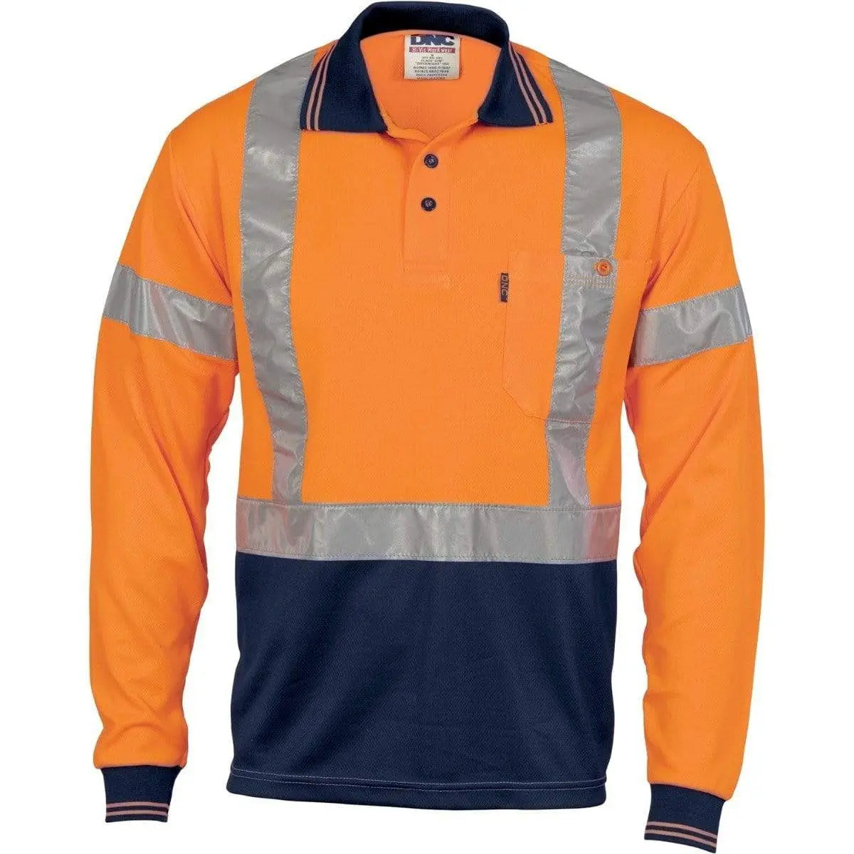 Dnc Workwear Hi-vis D/n Cool-breathe Long Sleeve Polo Shirt With Cross-back R/tape - 3914 Metro Workwear.